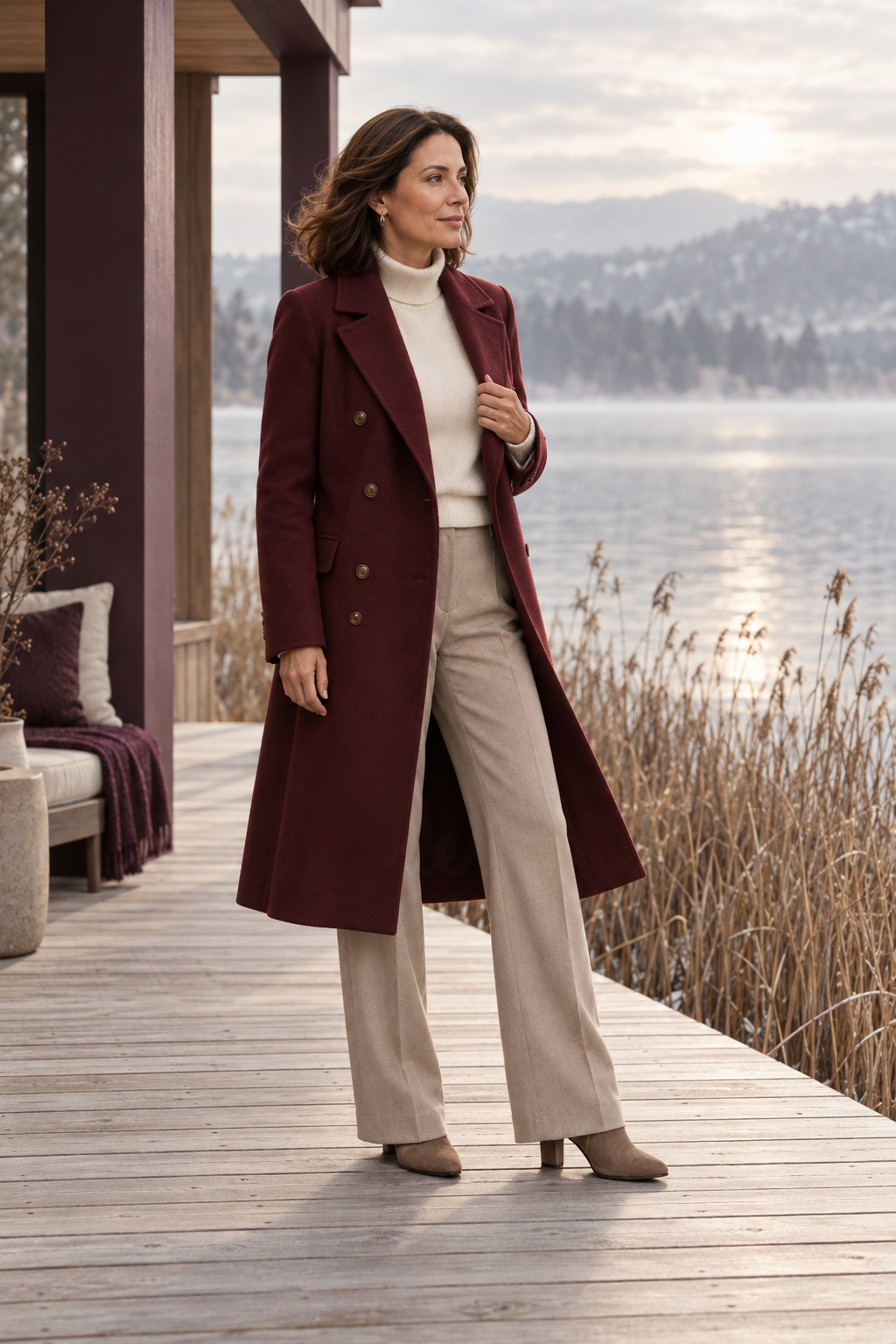 Warme Mäntel am winterlichen See – Cora Elise