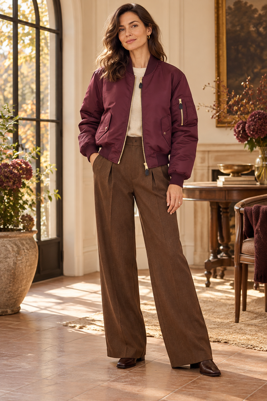 Cora Elise – Damen-Bomberjacke in Bordeaux – Blouson mit Reißverschluss